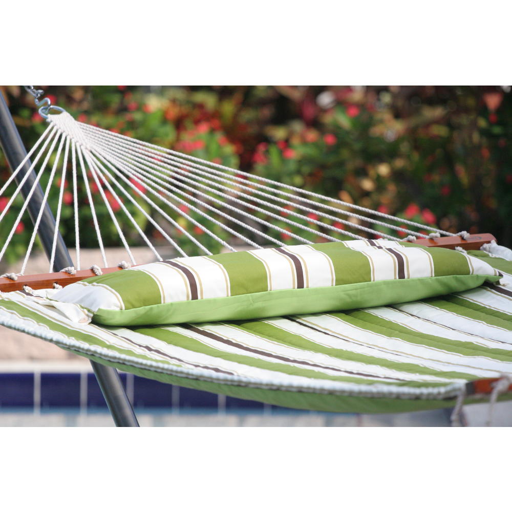 Smart Living Santorini Double-Wide Reversible Hammock - Green Stripe/Solid