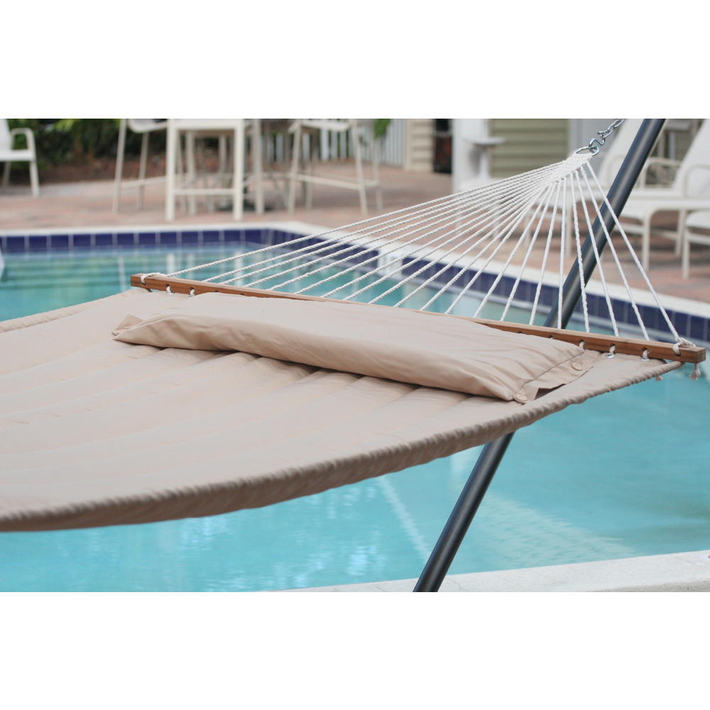 Smart Living Monte Carlo Double Wide Cushioned Poly Hammock - Taupe (stand sold separately)