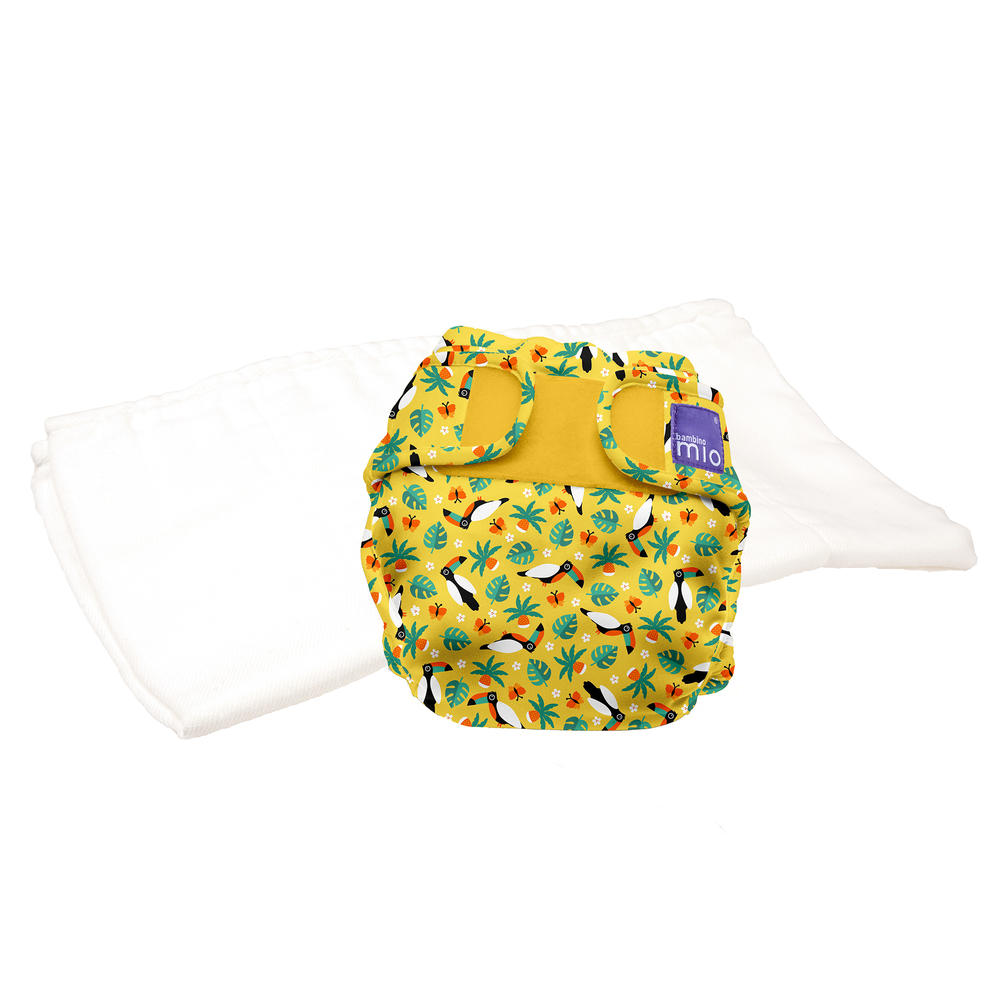 Bambino Mio Miosoft two-piece diaper (trial pack), tropical toucan, size 2 (21lbs+)
