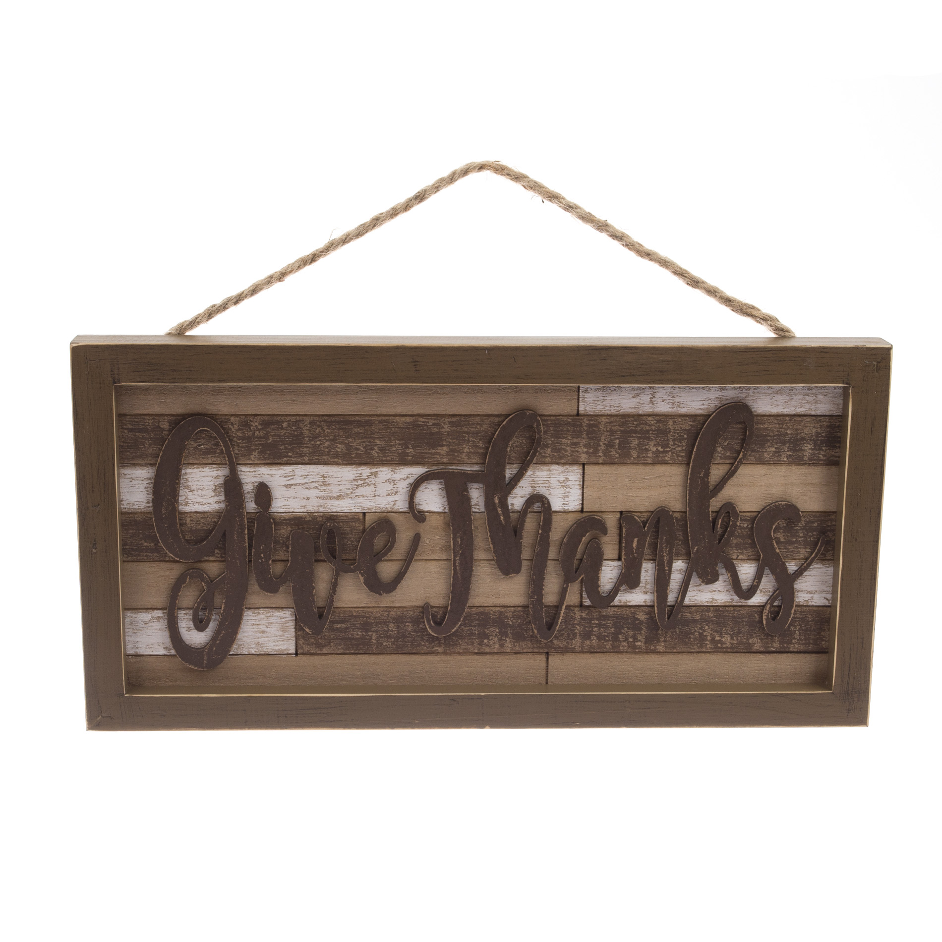 Be Thankful 16" Shiplap Wall Hanging with Rope Loop