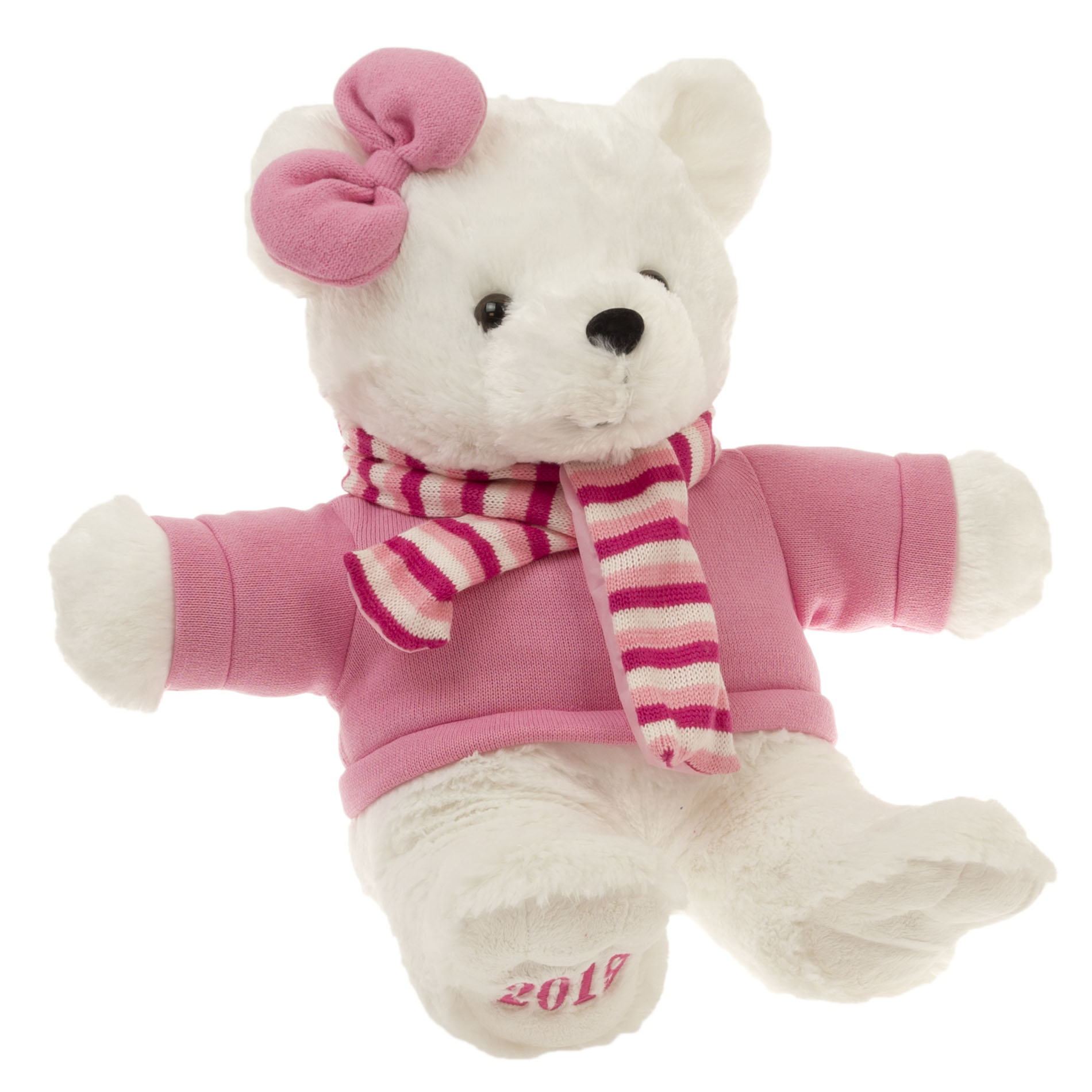 Trim A Home&reg; 18 Inch Pink and White Plush Dated Holiday Bear