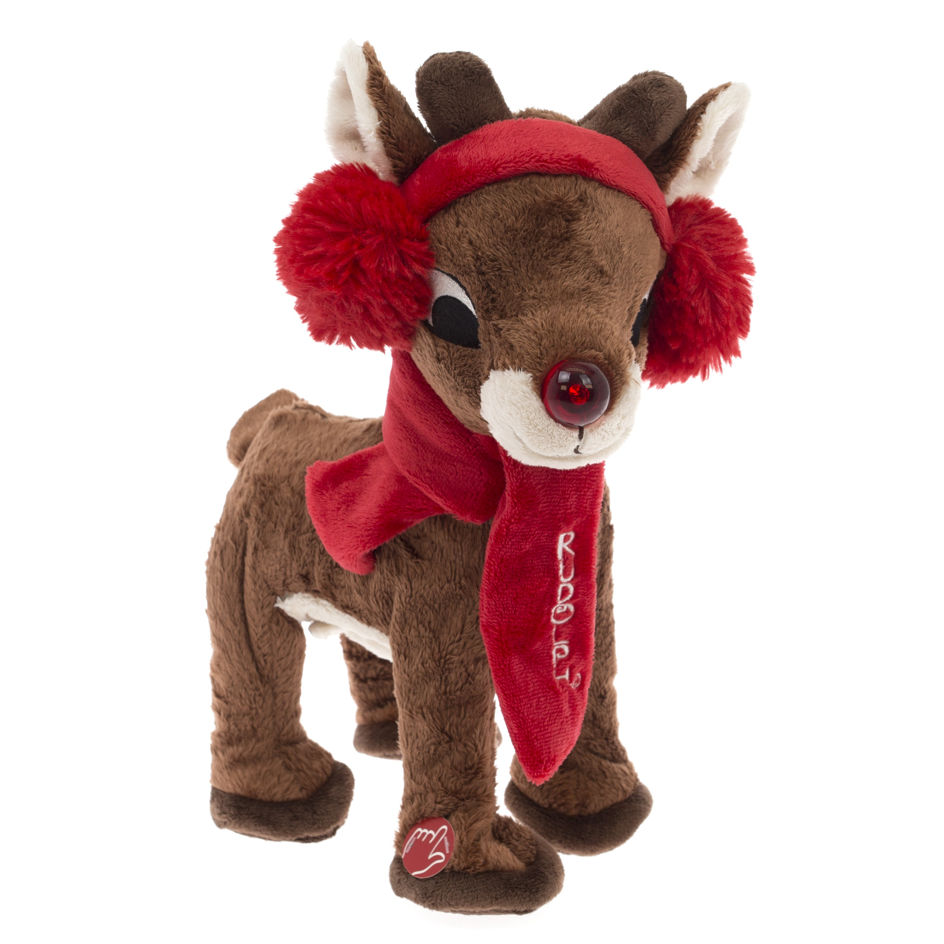 Rudolph the Red Nose Reindeer 12" Plush Singing and Walking Rudolf with Earmuffs