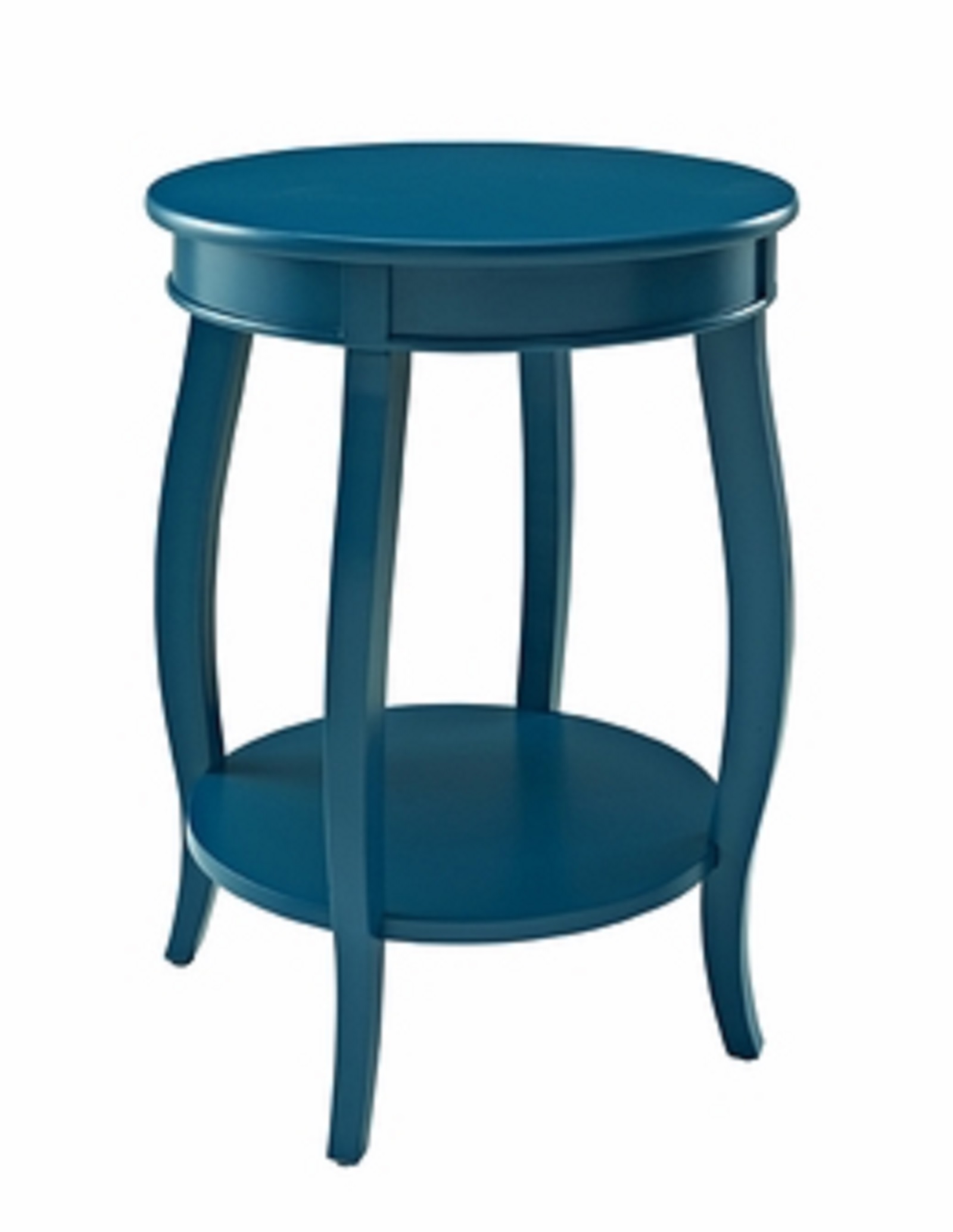 L Powell Teal Round Table with Shelf