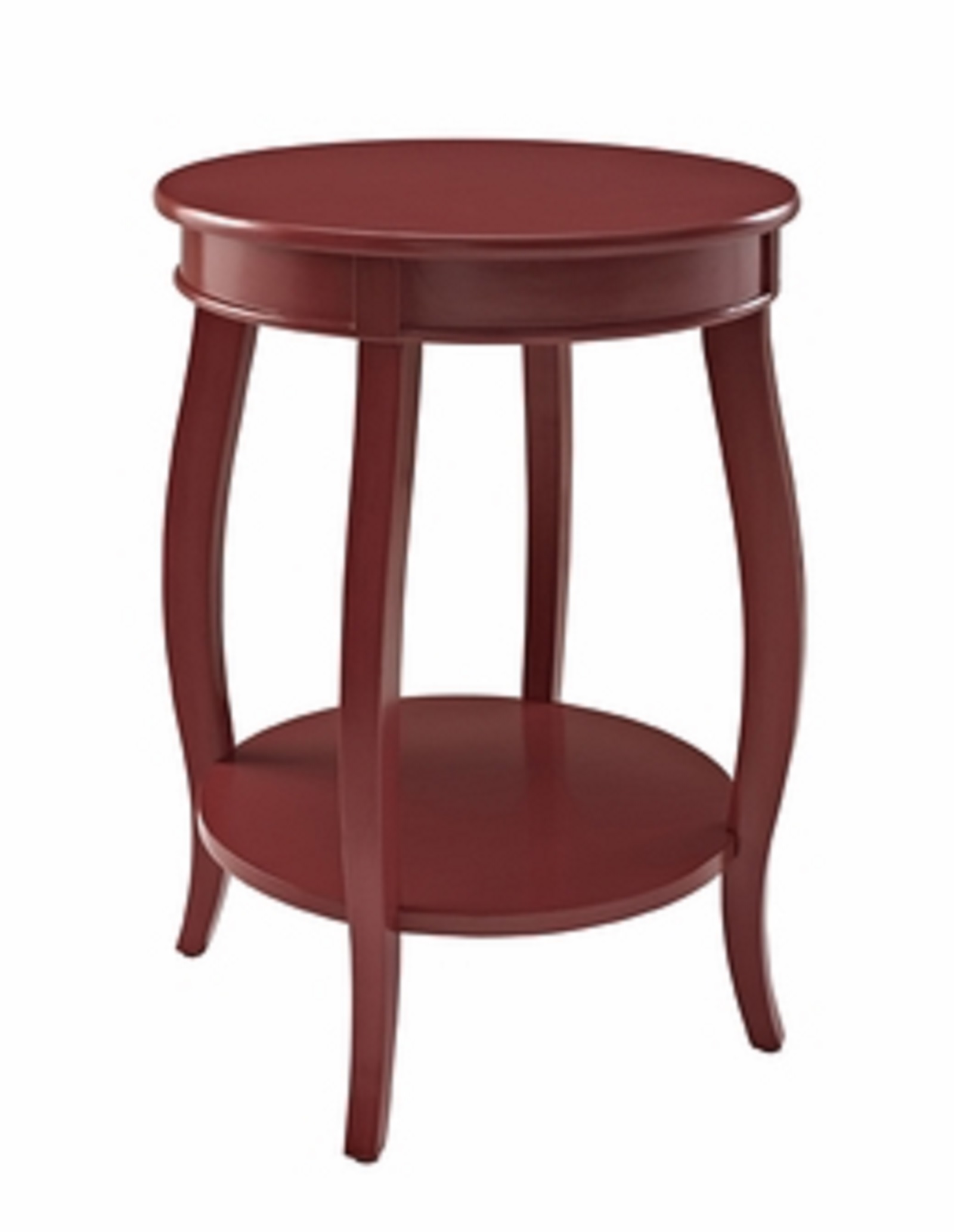 L Powell Red Round Table with Shelf