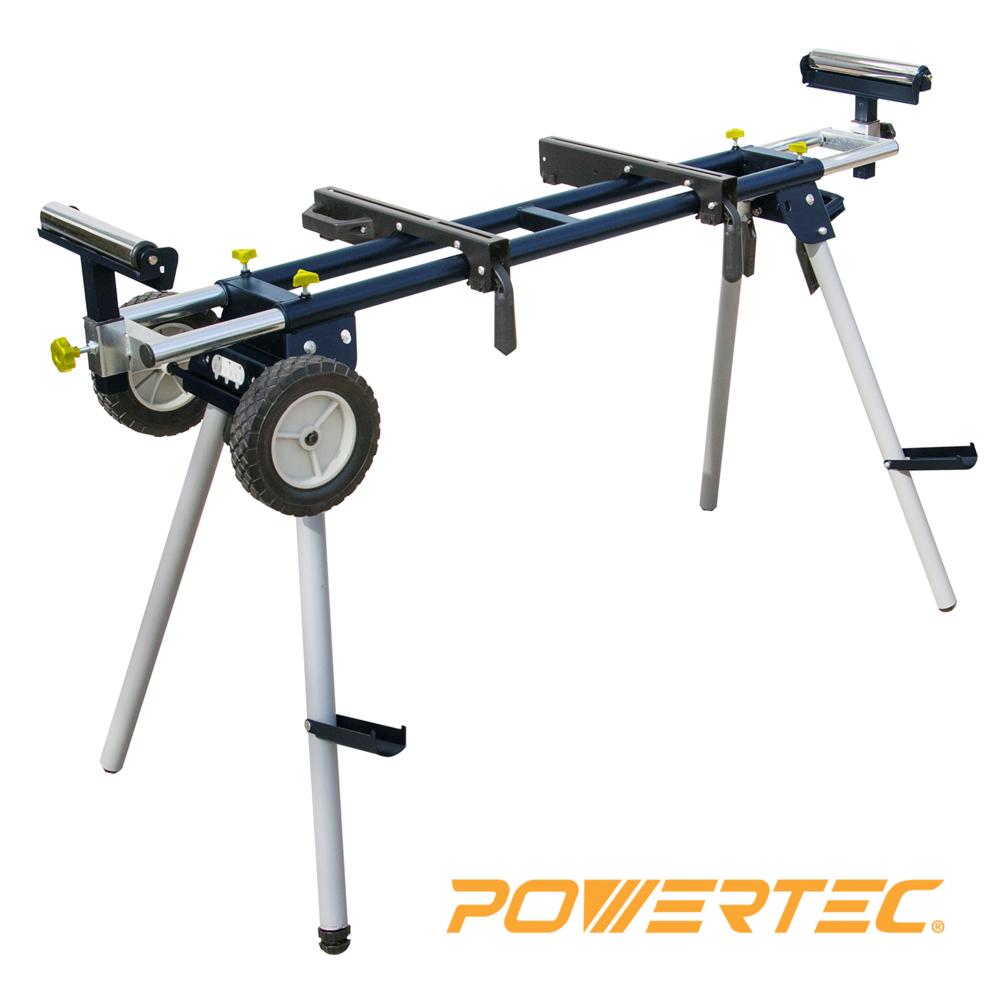 Powertec Deluxe Miter Saw Stand with Wheels & 110V Power Outlet