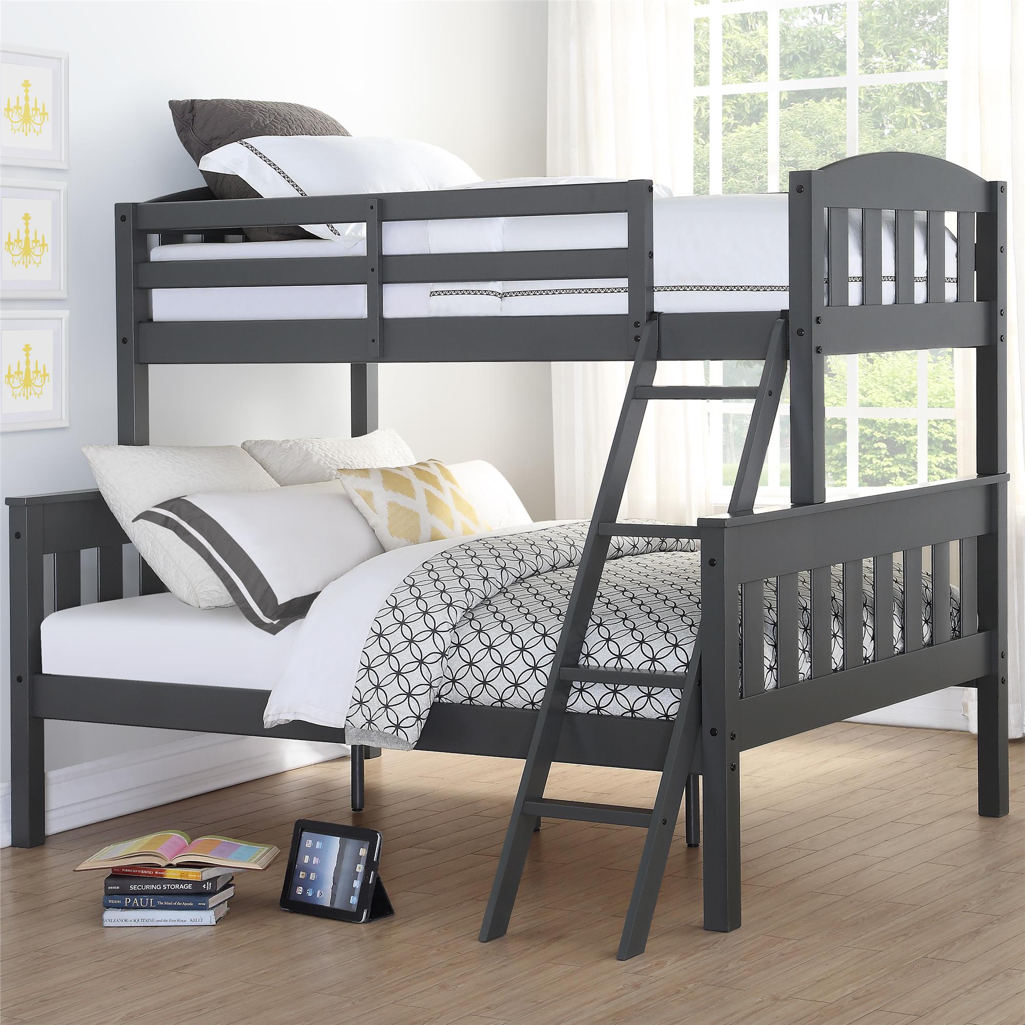 Photo 1 of (MISSING OTHER BOXES)Dorel Home Furnishings Dorel DHP Airlie Twin-Over-Full Bunk Bed with Ladder Slate Gray