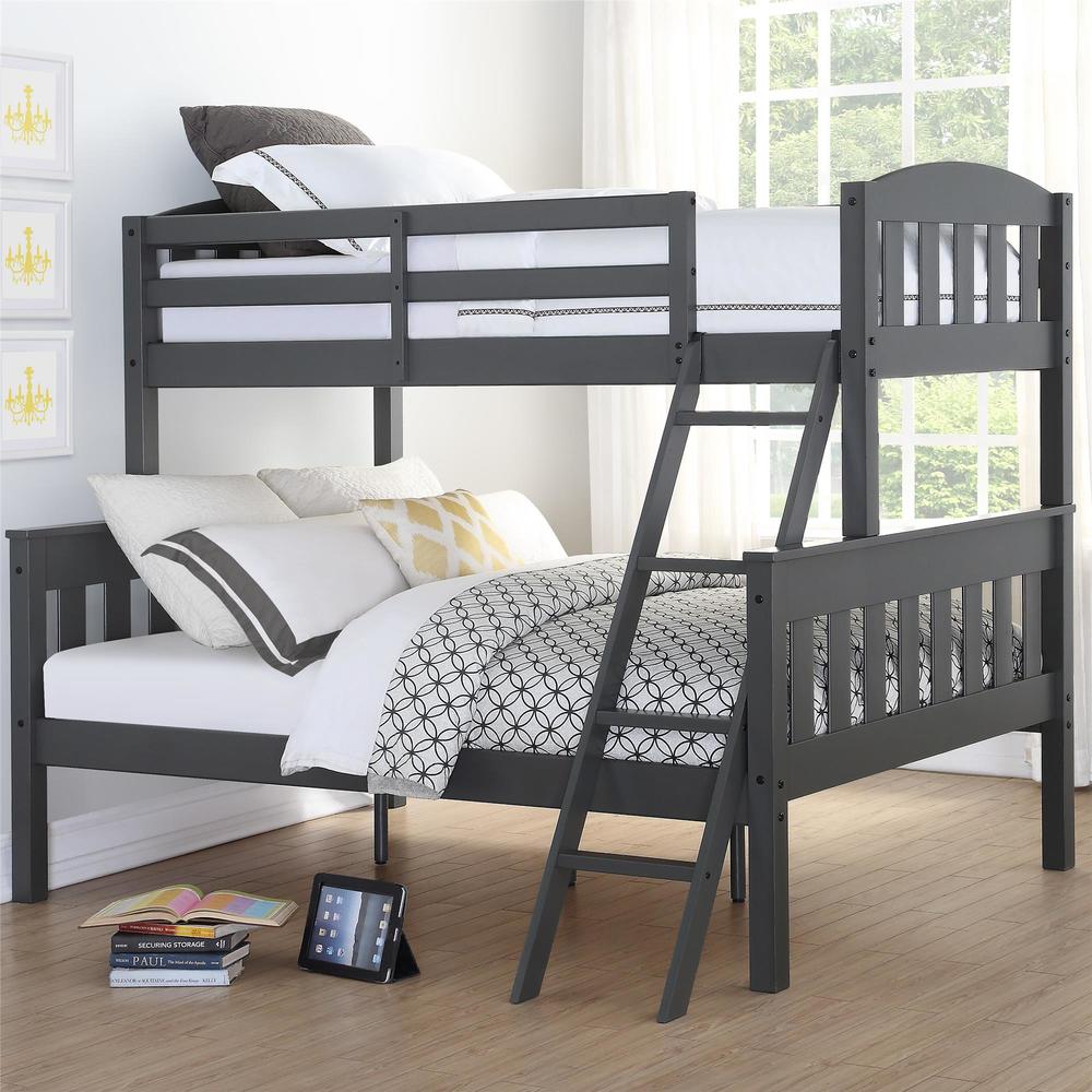Dorel Home Furnishings Airlie Slate Gray Twin over Full Bunk Bed