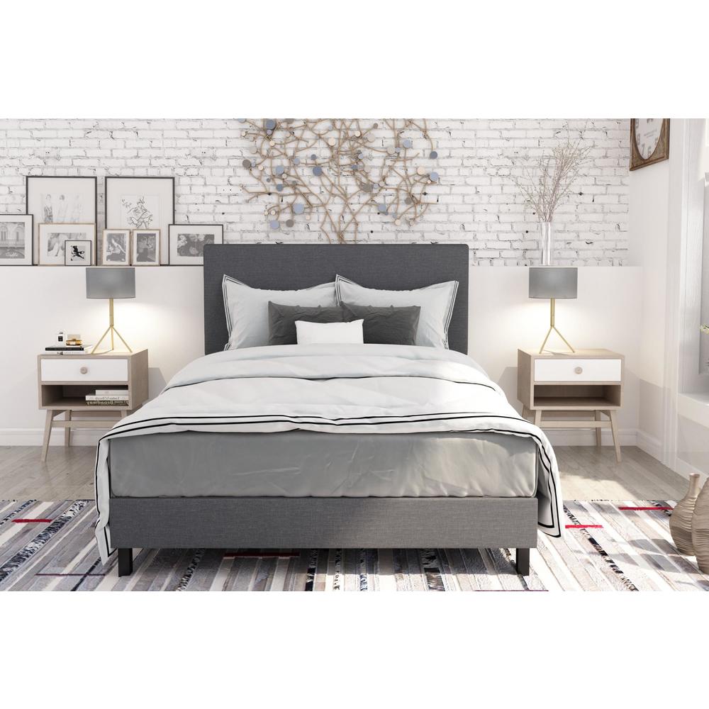 Dorel Janford Grey Linen Queen Upholstered Bed