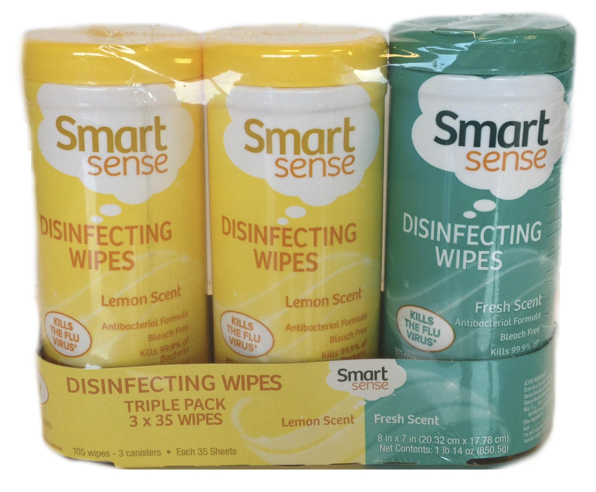 Smart Sense Antibacterial Wipes  Fresh and Clean  Fresh Scent  40 cloths