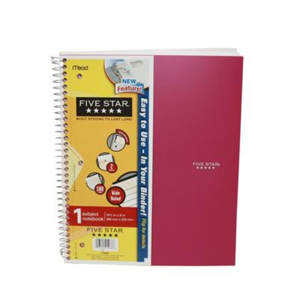 Mead Five Star Gray Wide Ruled 1 Subject Spiral Notebook 100 Sheets - 10.5 x 8 in.