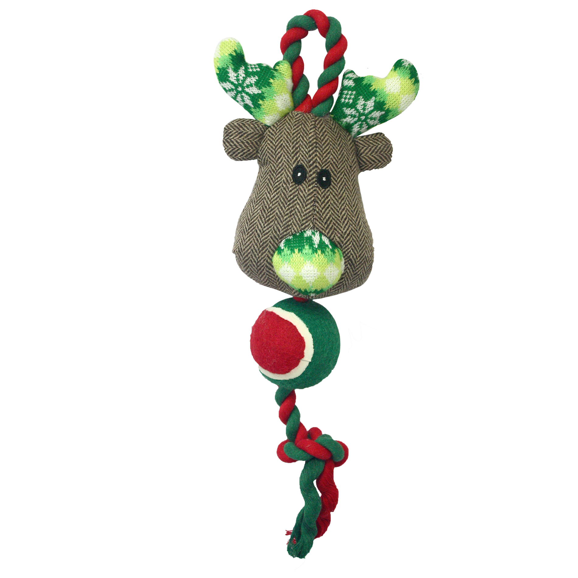 Champion Breed Reindeer Rope with Tennis Ball Dog Toy