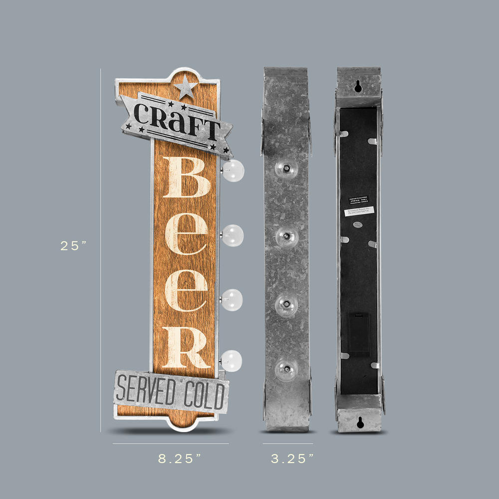 Crystal Art Craft Beer Metal Bar Vintage Marquee LED Signs
