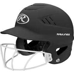 Rawlings Highlighter Series Coolflo Youth Baseball/Softball Batting Helmet with Face Guard, Matte Neon Black