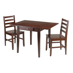 Winsome Trading, Inc Hamilton 3-Pc Drop Leaf Dining Table with 2 Ladder Back Chairs