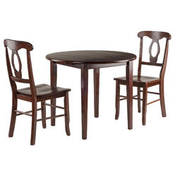 Winsome Wood Clayton 3-PC Set Drop Leaf Table with 2 Keyhole Back Chairs