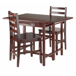 Winsome Taylor 3-Pc Drop Leaf Table with Ladder-back Chairs, Walnut