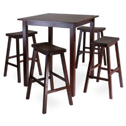 Winsome Wood Parkland 5pc Square High/Pub Table Set with 4 Saddle Seat Stools
