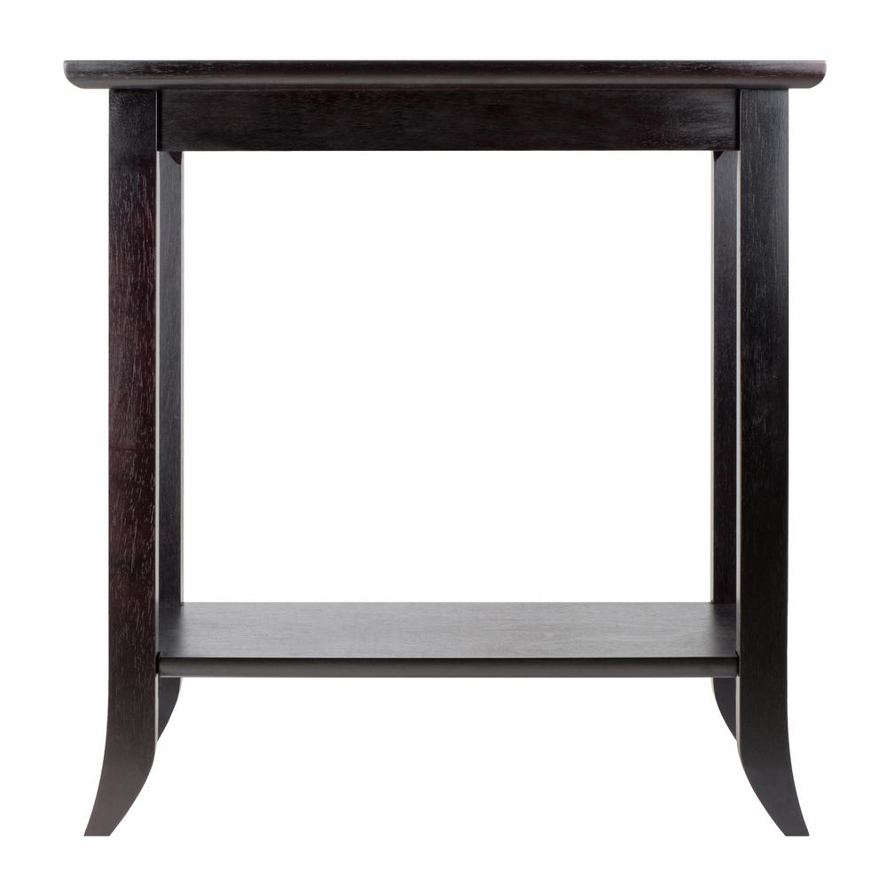 Winsome Wood Genoa Rectangular End Table with Glass Top and shelf