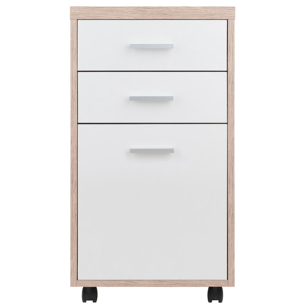 Winsome Wood Kenner Mobile File Cabinet, 3 Drawers, Reclaimed Wood/White Finish