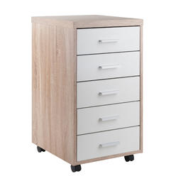 Winsome Wood Winsome Trading Inc Kenner Mobile Storage Cabinet, 5 Drawers, Reclaimed Wood/White Finish