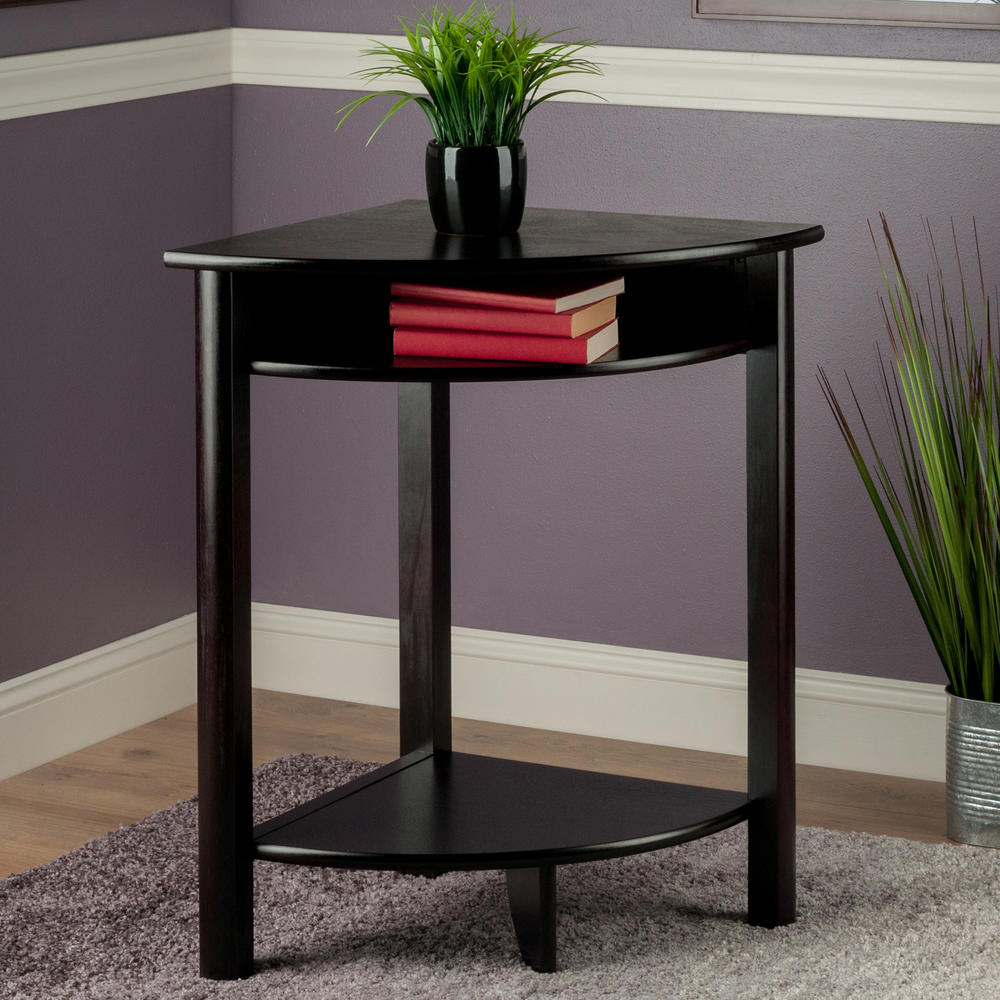 Winsome Wood Liso Corner Table, Cube Storage and Shelf