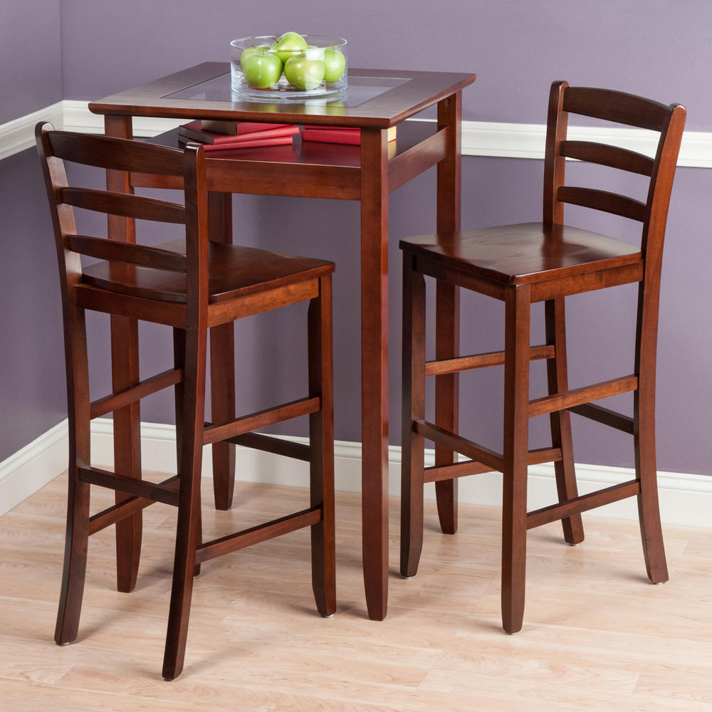 Winsome Wood Halo 3pc Pub Table Set with 2 Ladder Back Stools