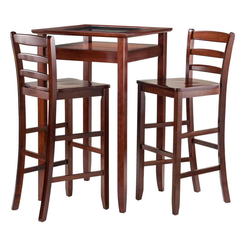 Winsome Wood Halo 3pc Pub Table Set with 2 Ladder Back Stools