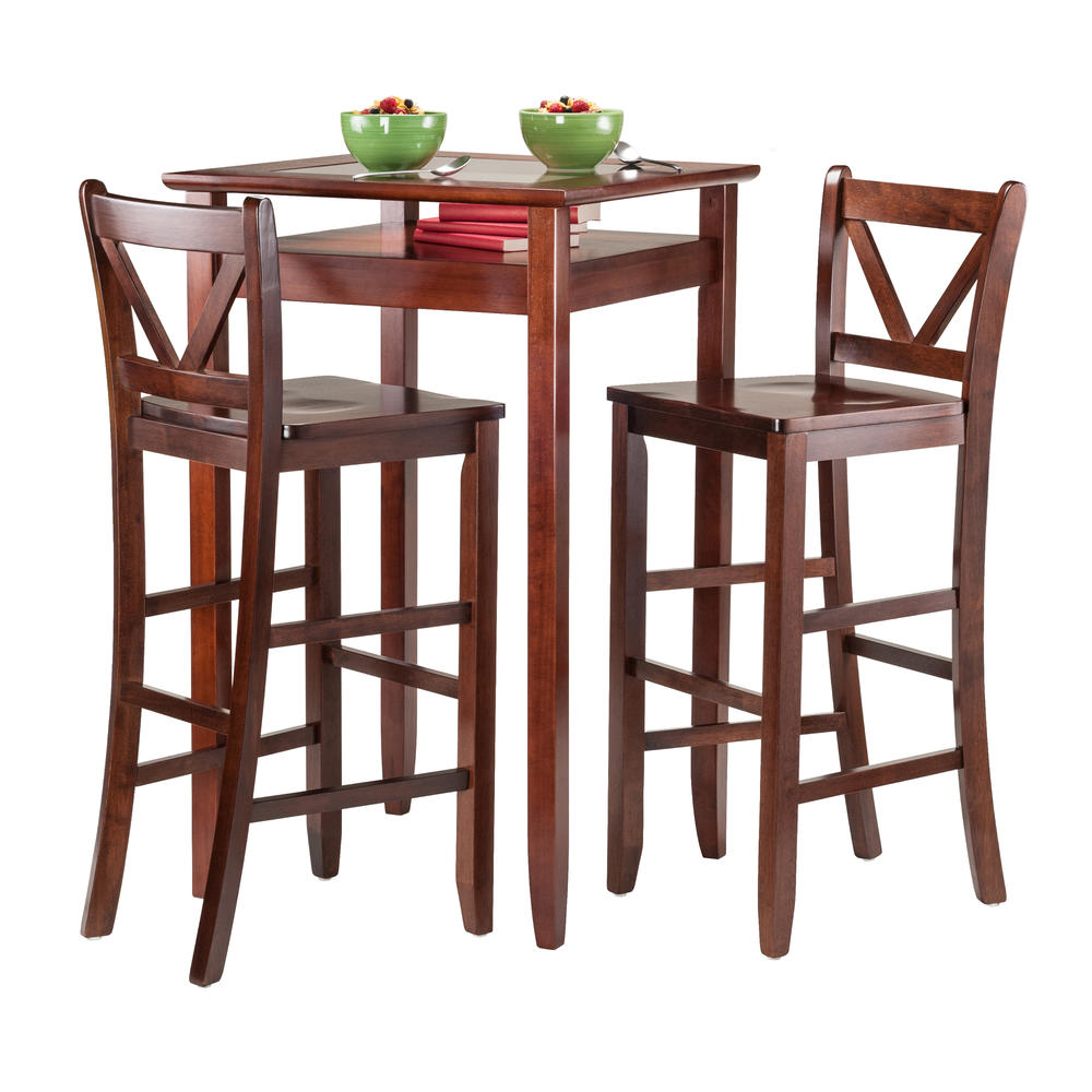 Winsome Wood Halo 3pc Pub Table Set with 2 V-Back Stools