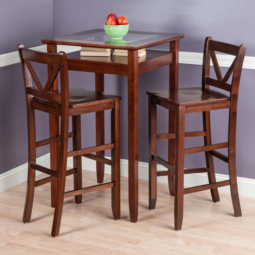 Winsome Wood Halo 3pc Pub Table Set with 2 V-Back Stools