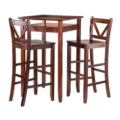 Winsome Wood Winsome Trading, Inc Halo 3Pc Pub Table Set With 2 V-Back Stools