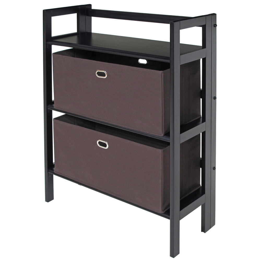 Winsome Wood Torino 3-PC Set Folding Bookcase w/ Fabric Basket