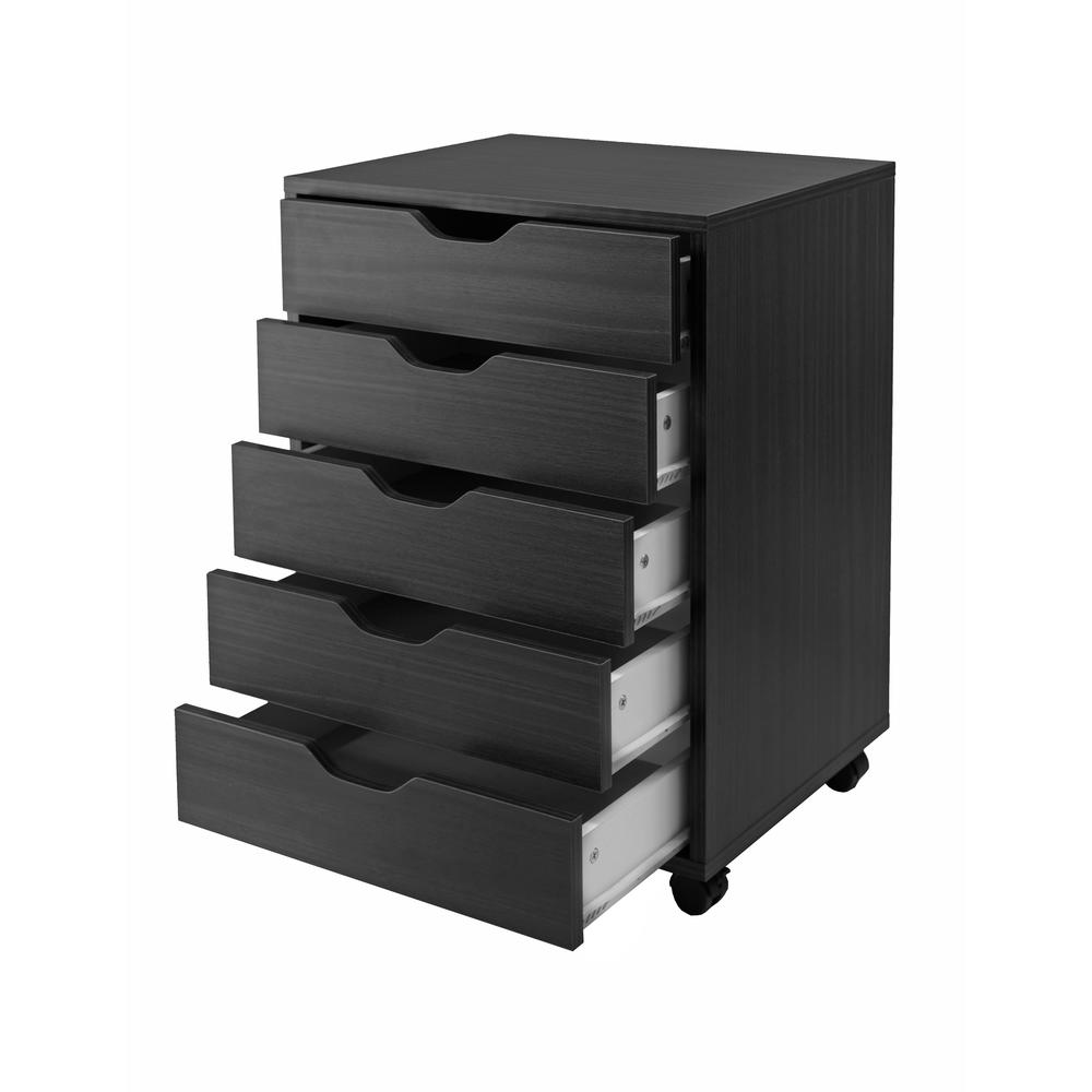 Winsome Wood Halifax Cabinet for Closet / Office, 5 Drawers, Black