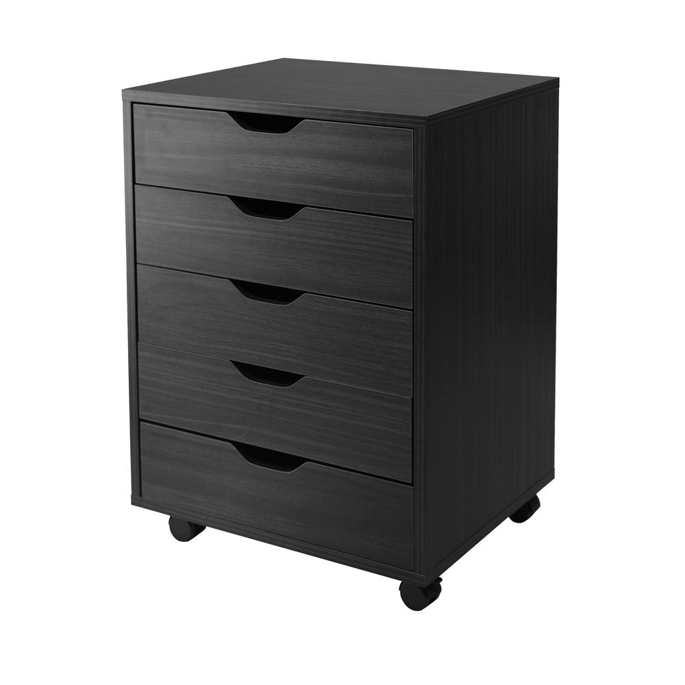 Winsome Wood Halifax Cabinet for Closet / Office, 5 Drawers, Black