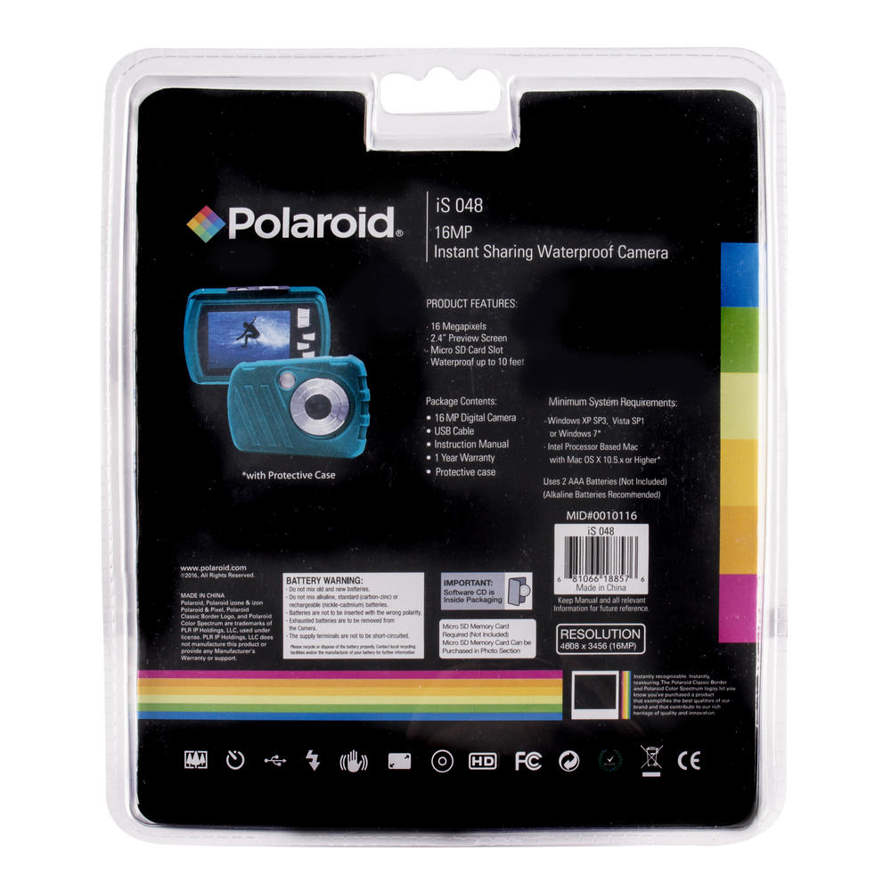 Polaroid IS048TEALWM 16MP Waterproof Digital Camera w/ Instant
