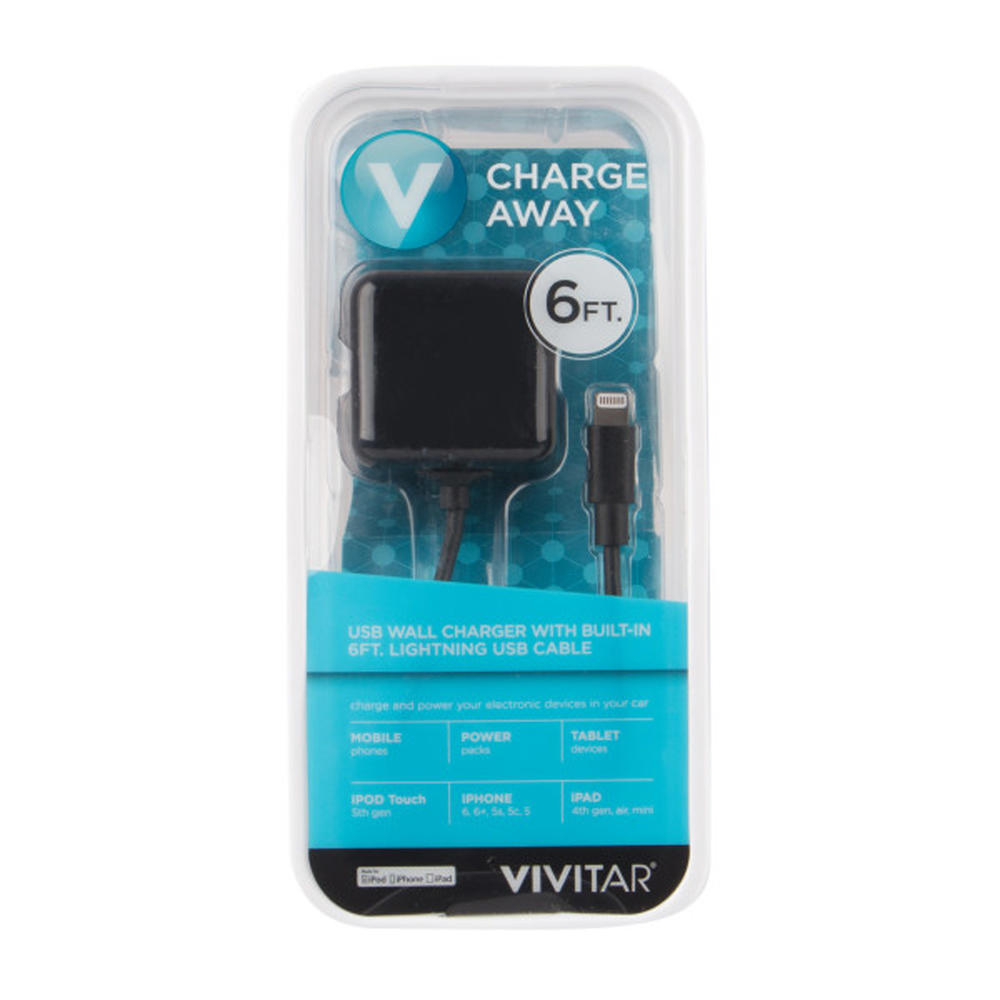 Vivitar VM20019-BLK-KM USB Wall Charger with Lightning USB Cable - Black