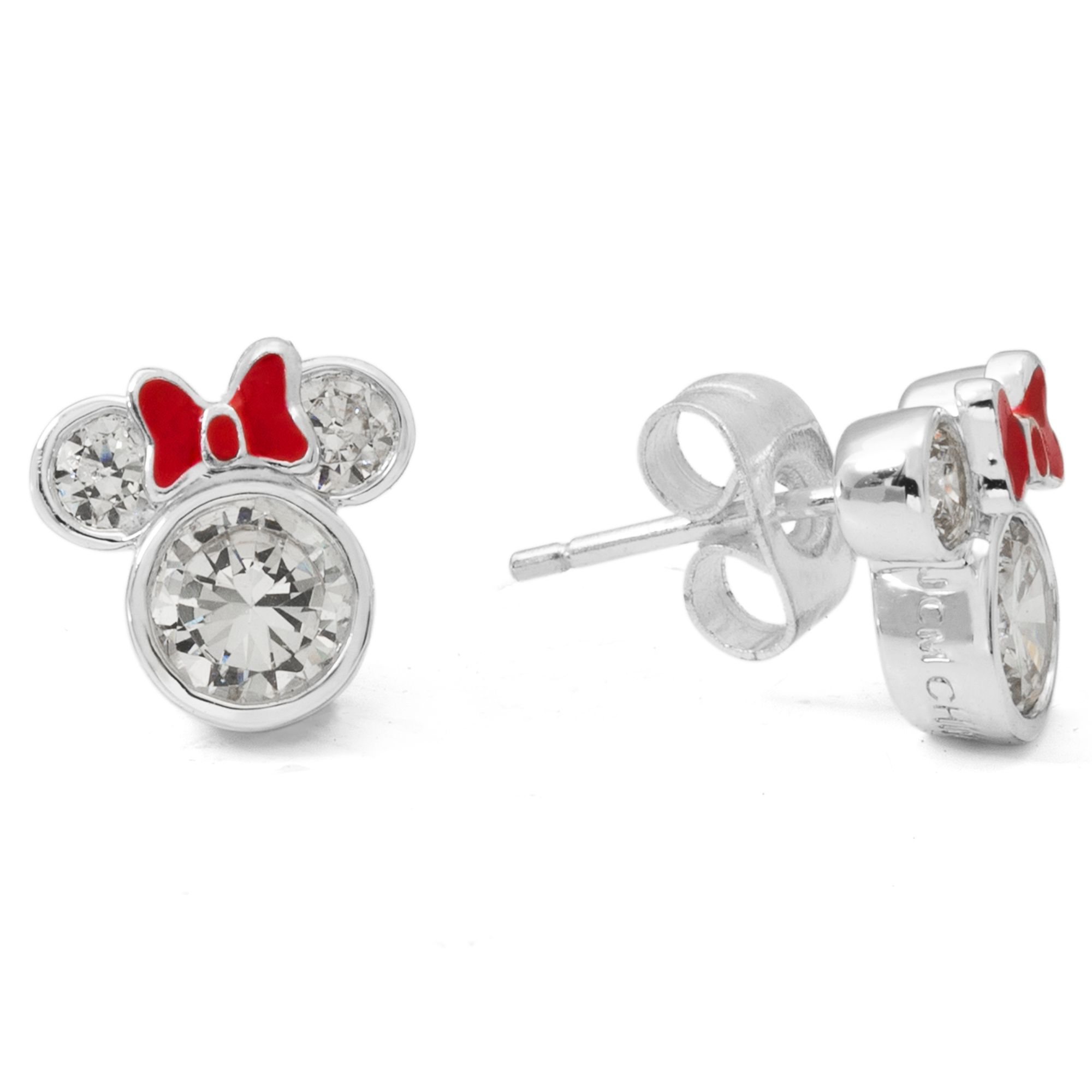 Disney Silver Plated Minnie Mouse Crystal Stud Earrings