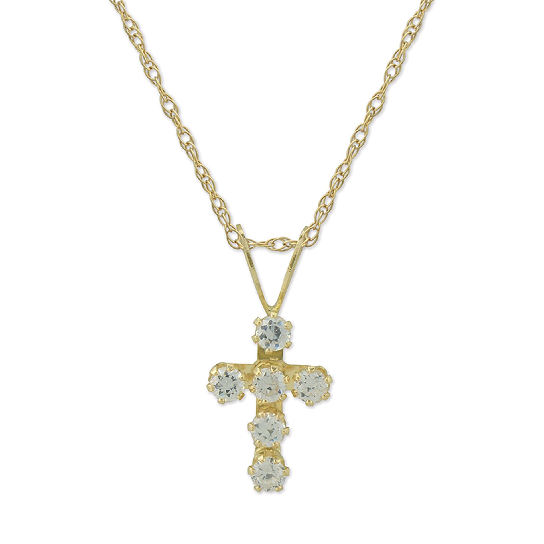 Disney White Cubic Zirconia Cross Pendant in 10k Yellow Gold Disney White Cubic Zirconia Cross Pendant in 10k Yellow Gold