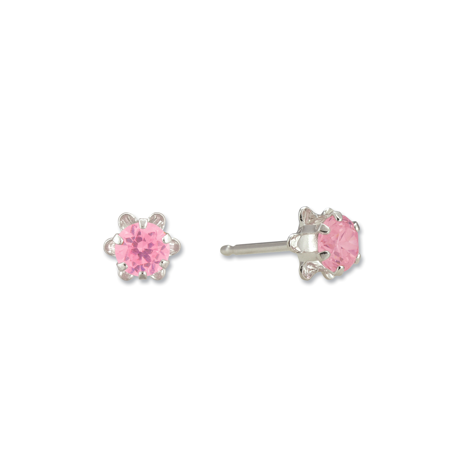 Girls Sterling Silver Pink Cubic Zirconia Buttercup Stud Earrings Girls Sterling Silver Pink Cubic Zirconia Buttercup Stud Earrings