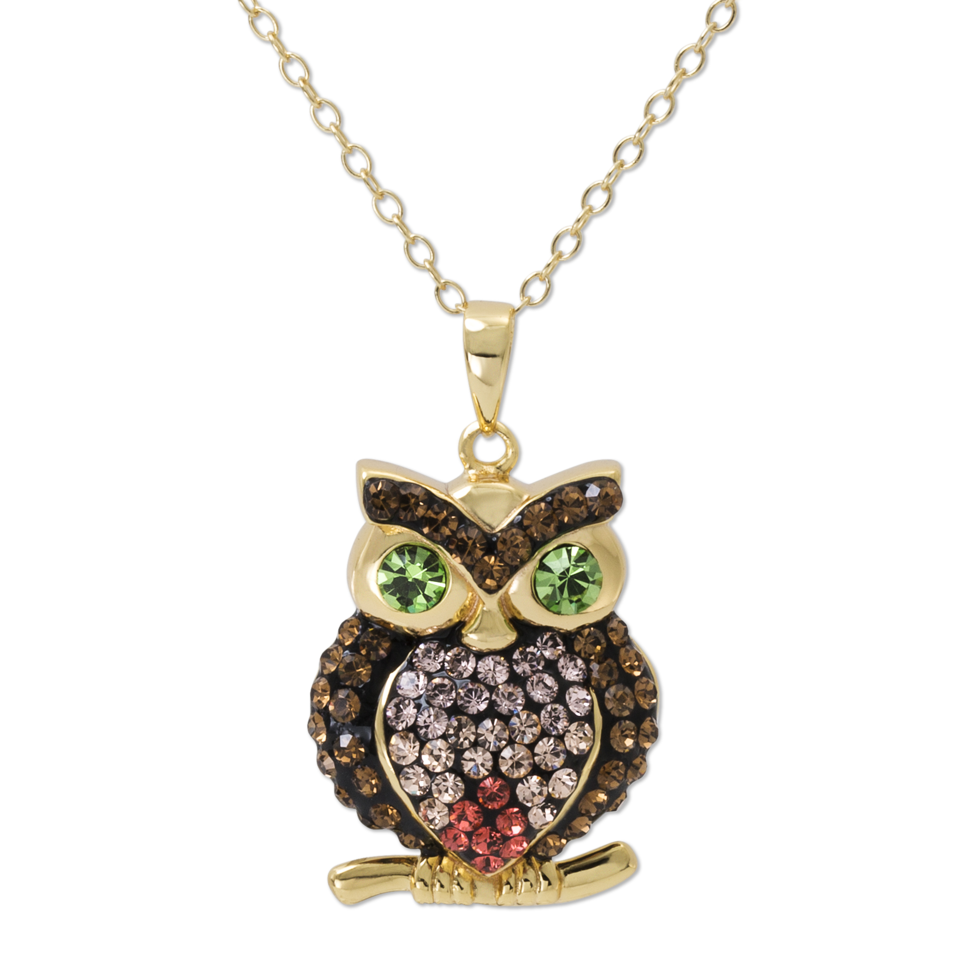 Sterling Silver Pave Owl Pendant