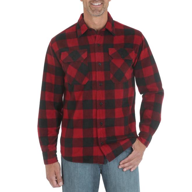 Wrangler Men's Button-Front Fleece Shirt - Plaid - Clothing, Shoes ...
