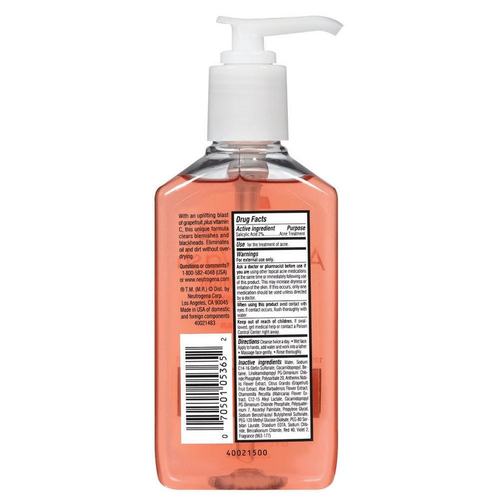 Neutrogena Oil-Free Acne Wash, Pink Grapefruit Facial Cleanser, 6 fl oz (177 ml)