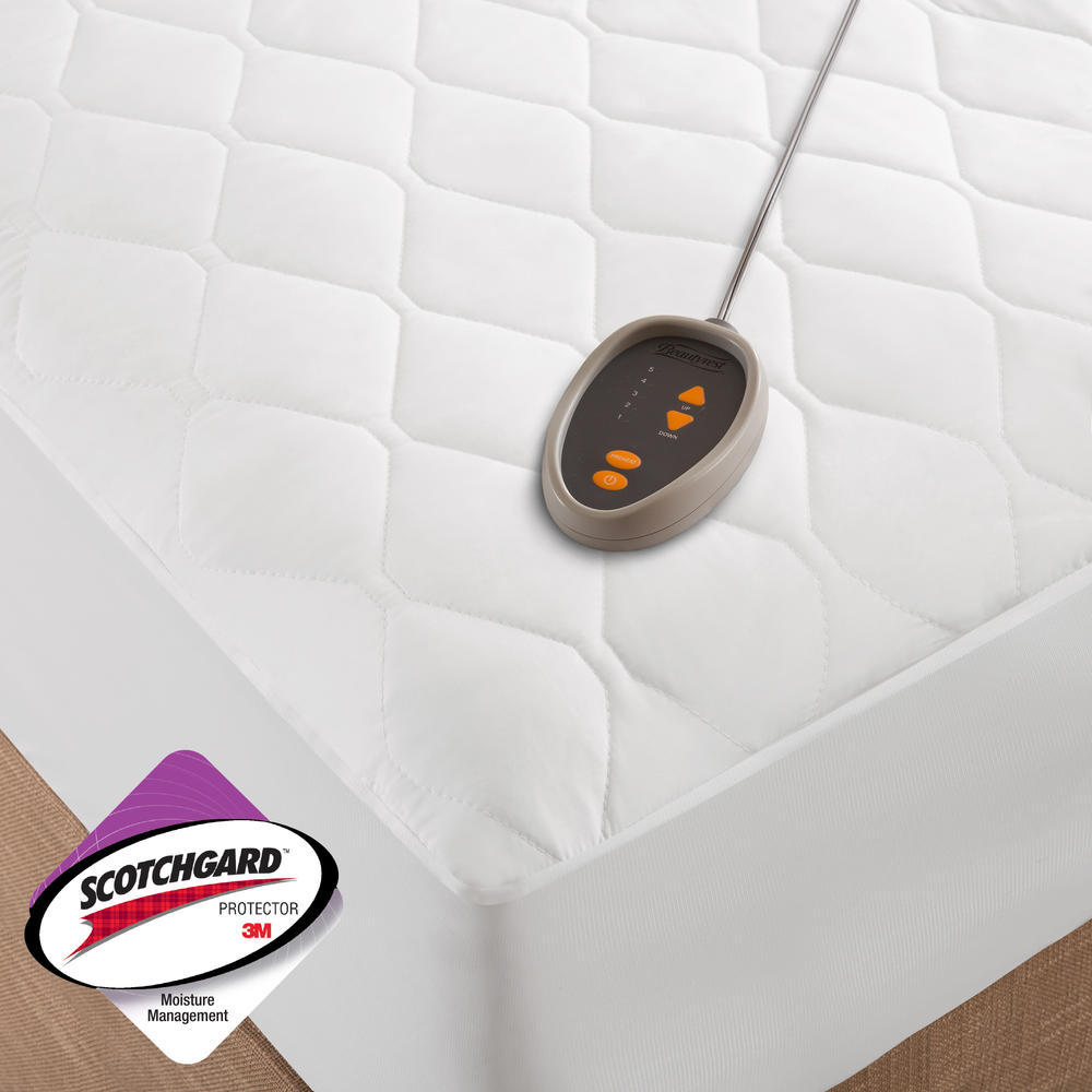 Beautyrest Twin Cotton Blend Heated Mattress Pad in White
