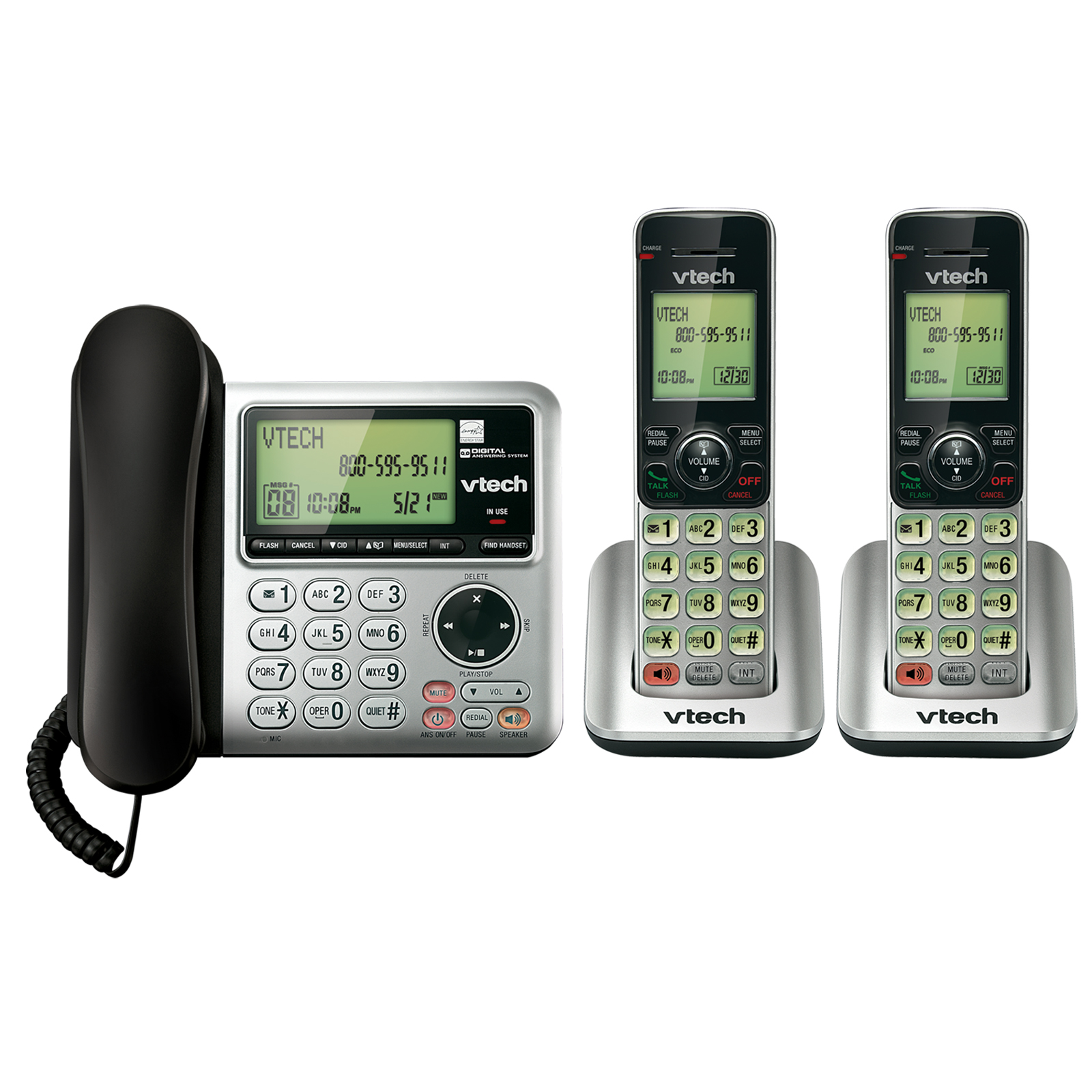 VTech CS6649-2 2 Handset Answering System with Caller ID/Call Waiting - Silver