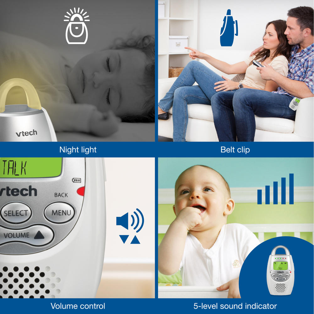 VTech Safe&Sound DM221-2 Two Parent Digital Audio Baby Monitor with 1,000 Feet range, Nightlight & Talk Back Intercom