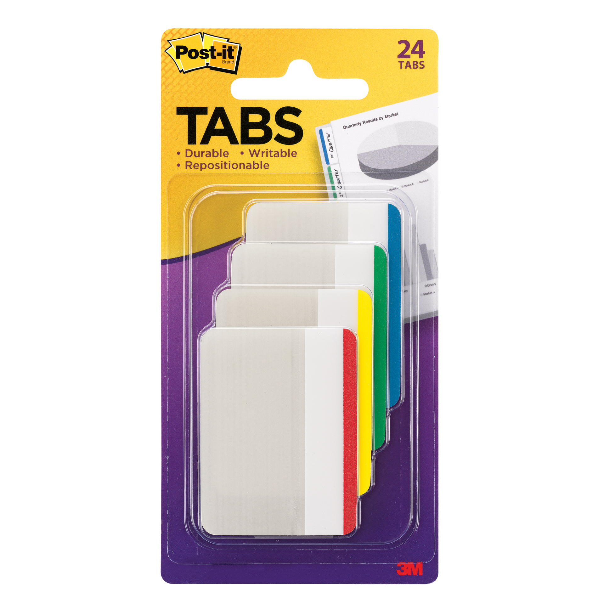 Post-it 21013001   Durable Filing Tabs, 24 Count