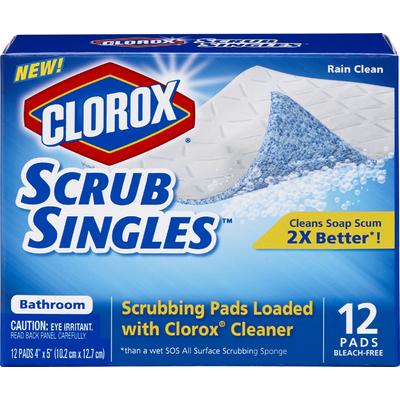 Clorox Scrub-Singles, Bathroom, Rain Clean, 12 Ct.