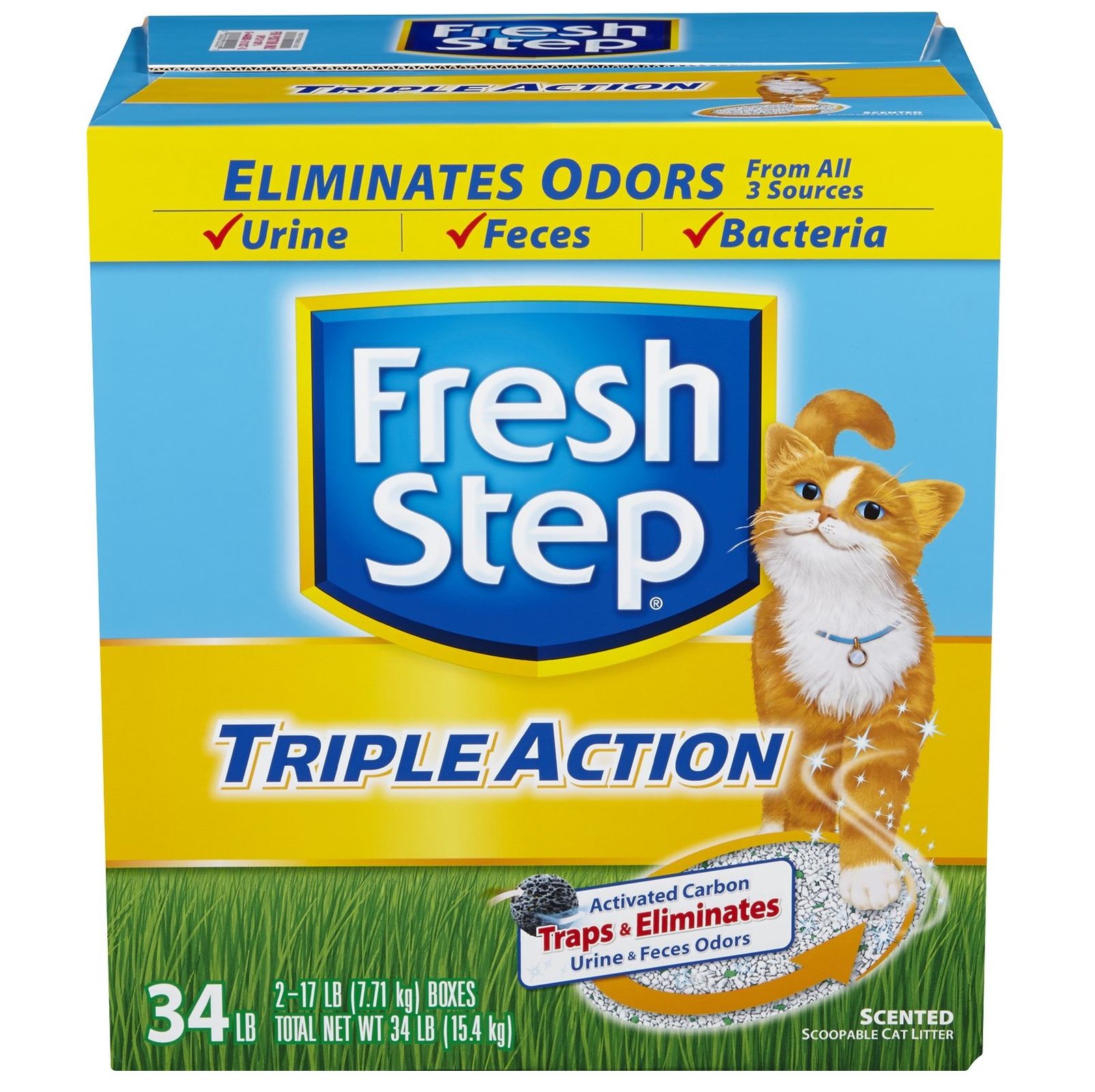 Fresh Step Triple Action Scoopable Scented Cat Litter 34 lbs. (2 - 17 lb. boxes)