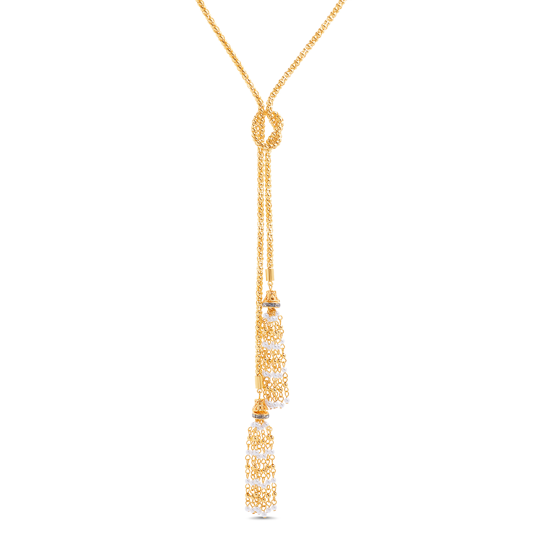 Studio S Goldtone Two Chain Beaded Tassel Necklace