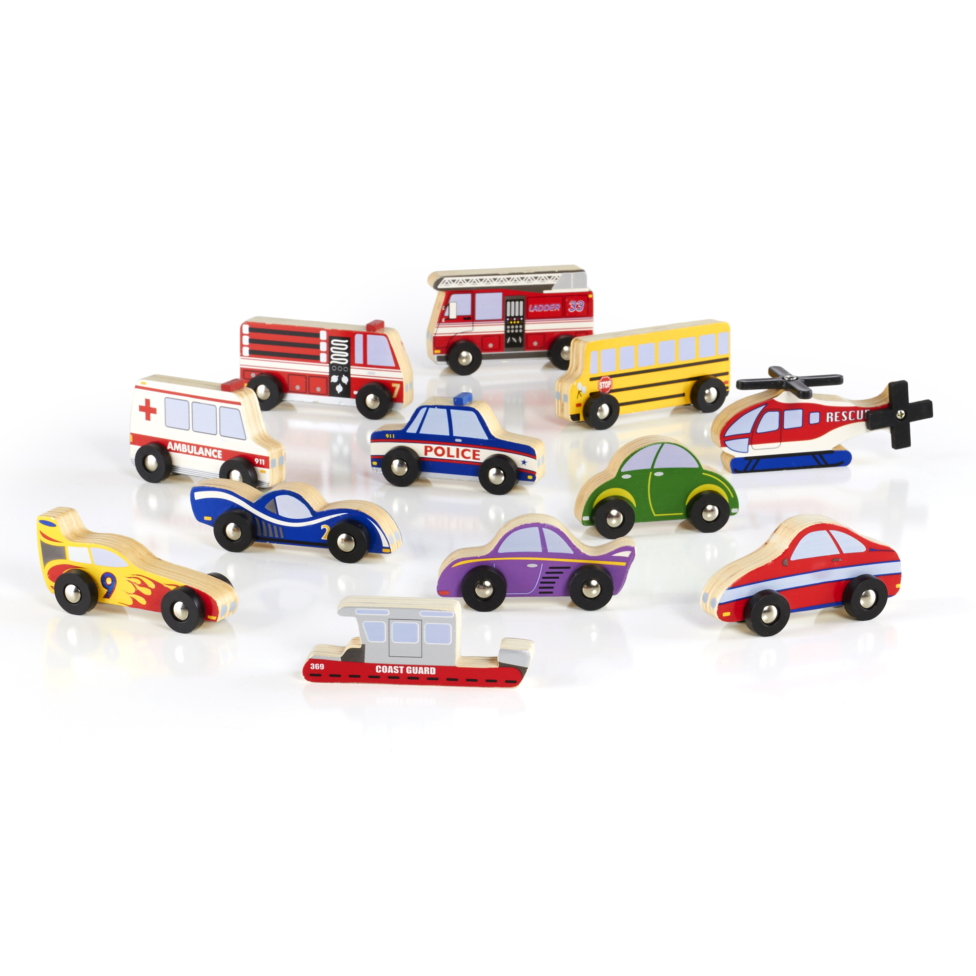 Guidecraft Wooden Vehicle Collection Set of 12 Guidecraft Wooden Vehicle Collection Set of 12