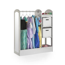 Guidecraft See and Store Dress-up Center - Gray: Kids Dramatic Play Storage Armoire with Mirror, Rack, Shelves & Bottom Tray - T